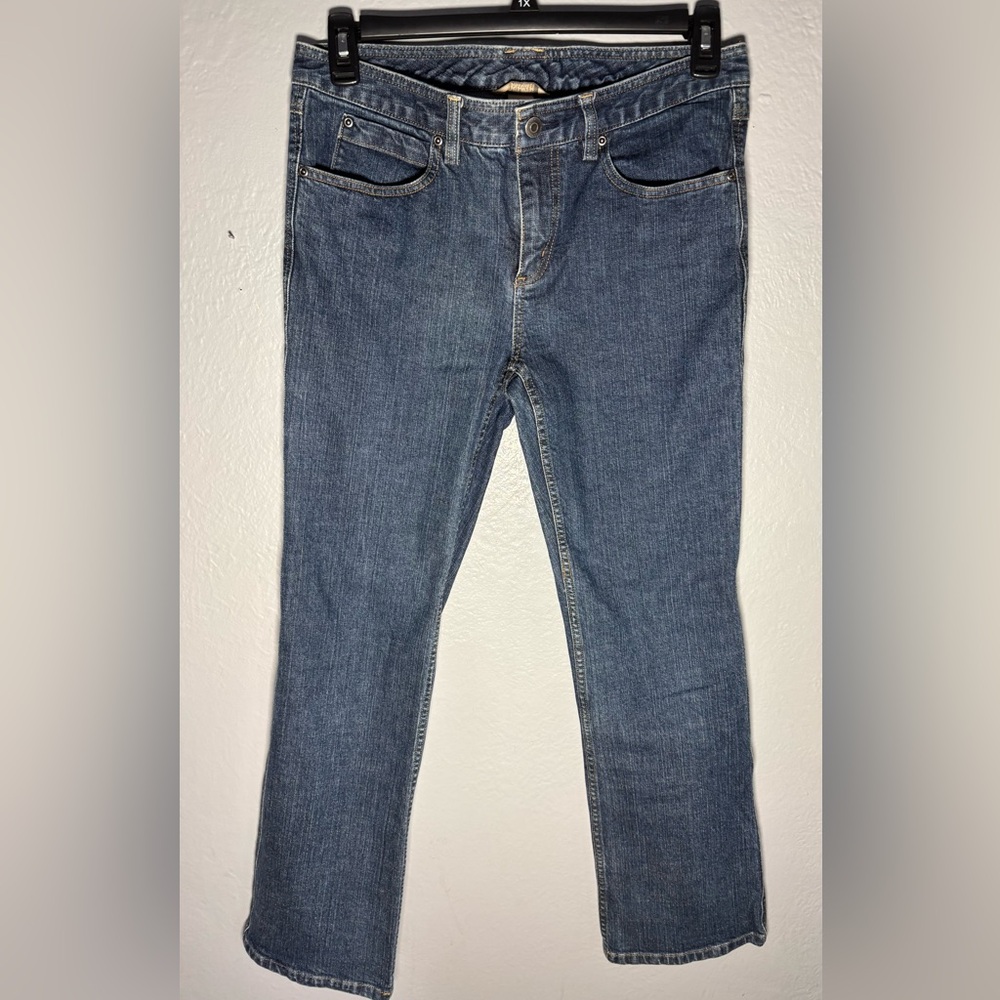 Duluth Trading Co Jeans Womens 8x31 Blue Straight Leg Mid Rise‎ Casual Denim